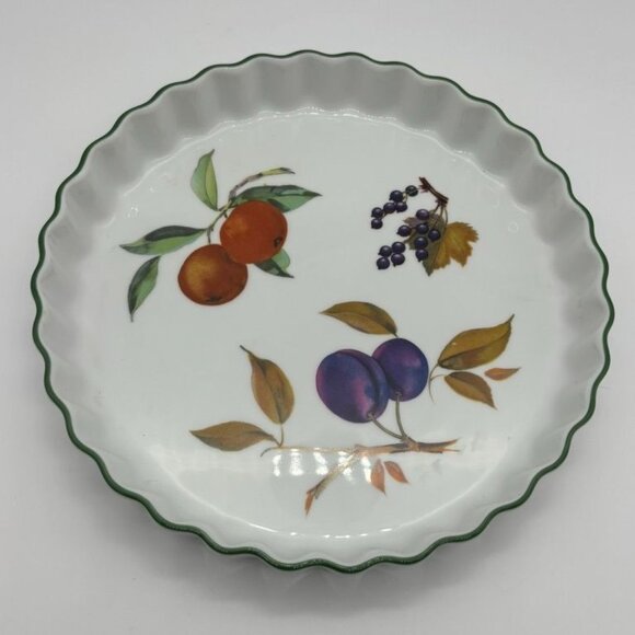 Vintage Royal Worcester Fine China Evesham Vale Pattern 9 Inch Tart Dish, Marked - Picture 3 of 6